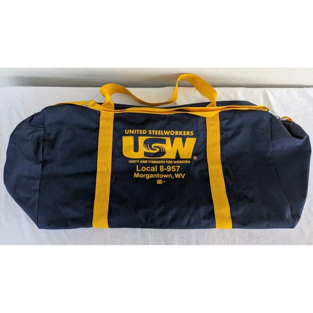 United Steelworkers Union Duffel Canvas Coated Navy Bag Local 8-957, Extra Large